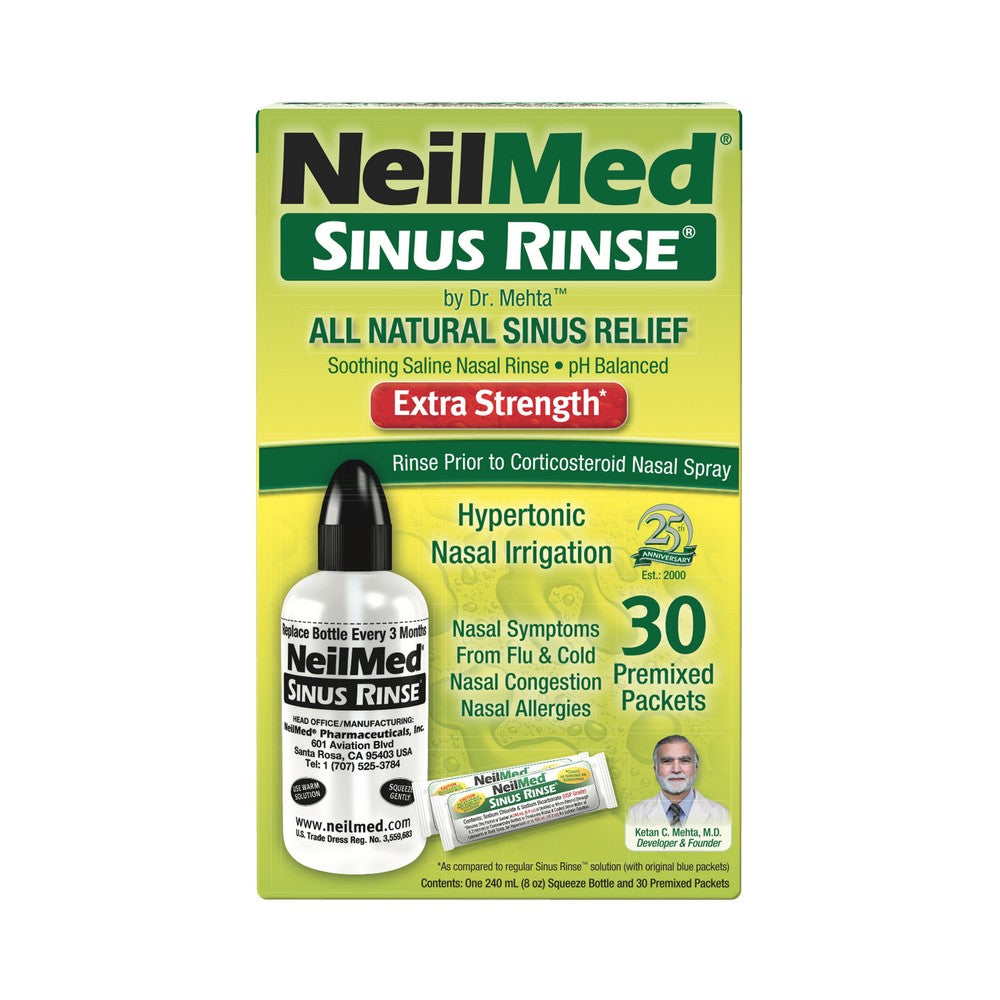 NeilMed Sinus Rinse packaging with a bottle illustration on a white background