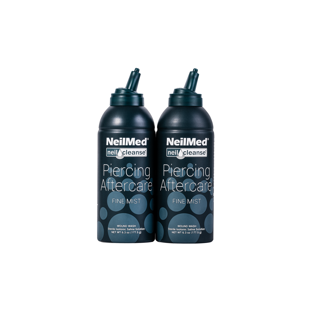 Two NeilMed Piercing Aftercare bottles on a white background