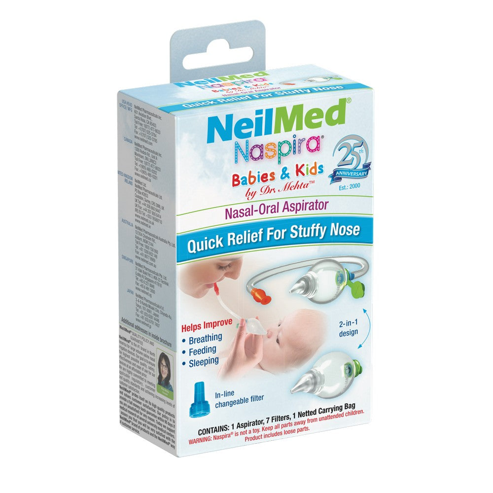 NeilMed Naspira for Babies & Kids nasal aspirator packaging on a white background