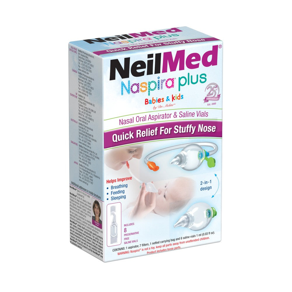NeilMed Naspira Plus packaging for babies and kids on a white background