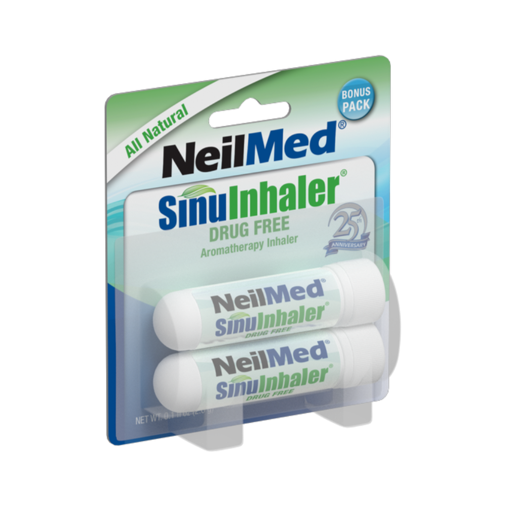 NeilMed SinuInhaler packaging with two inhalers on a white background