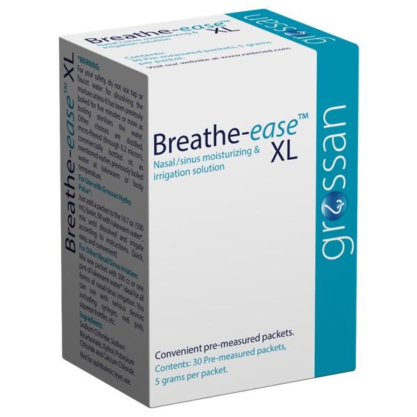 Breathe-ease XL packaging with Grossan logo on a white background
