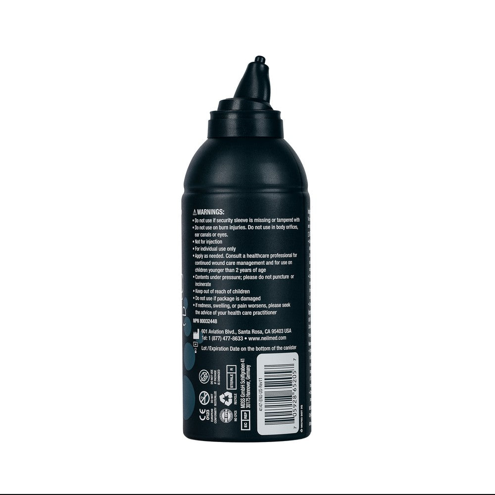 Black spray bottle with label on a white background