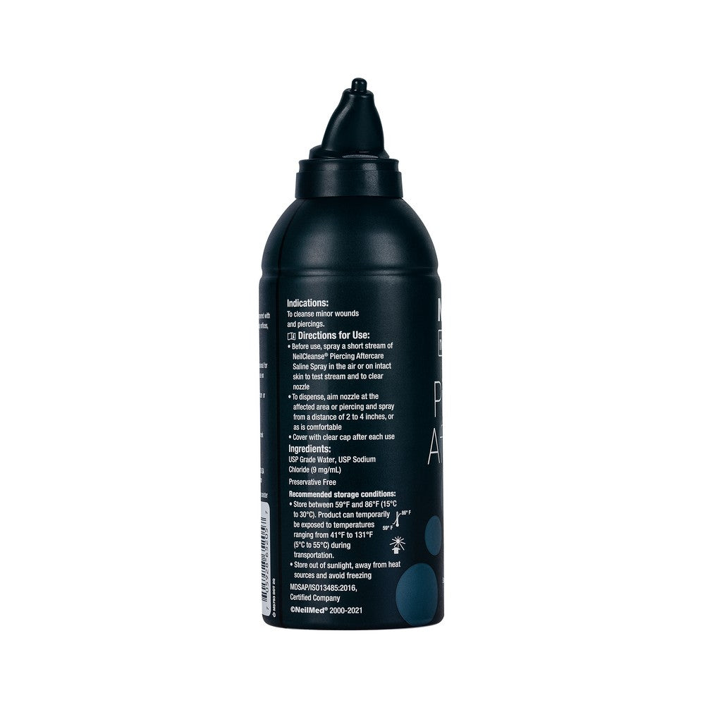 Black spray bottle with text on a white background