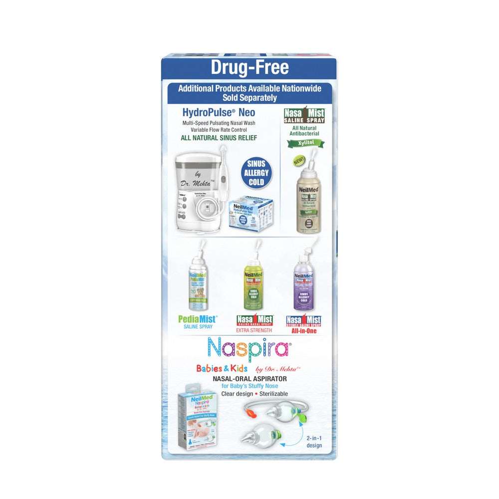 Naspira product packaging with various nasal care products on a white background