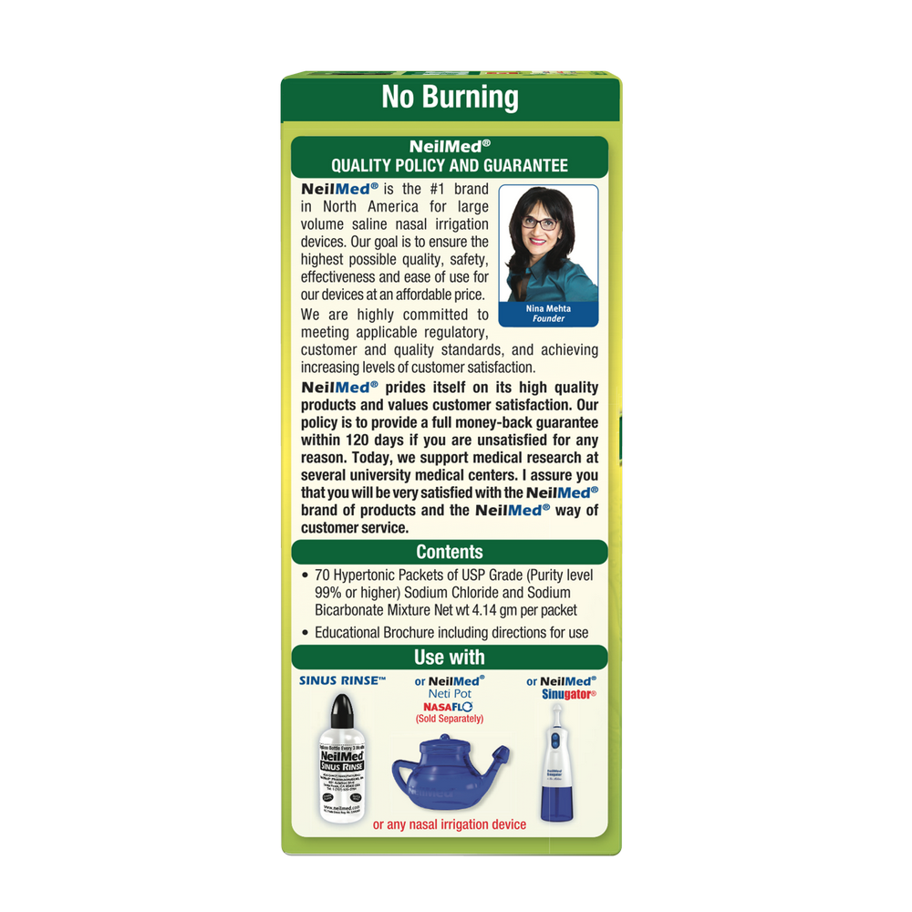 NeilMed product packaging with text and images on a white background