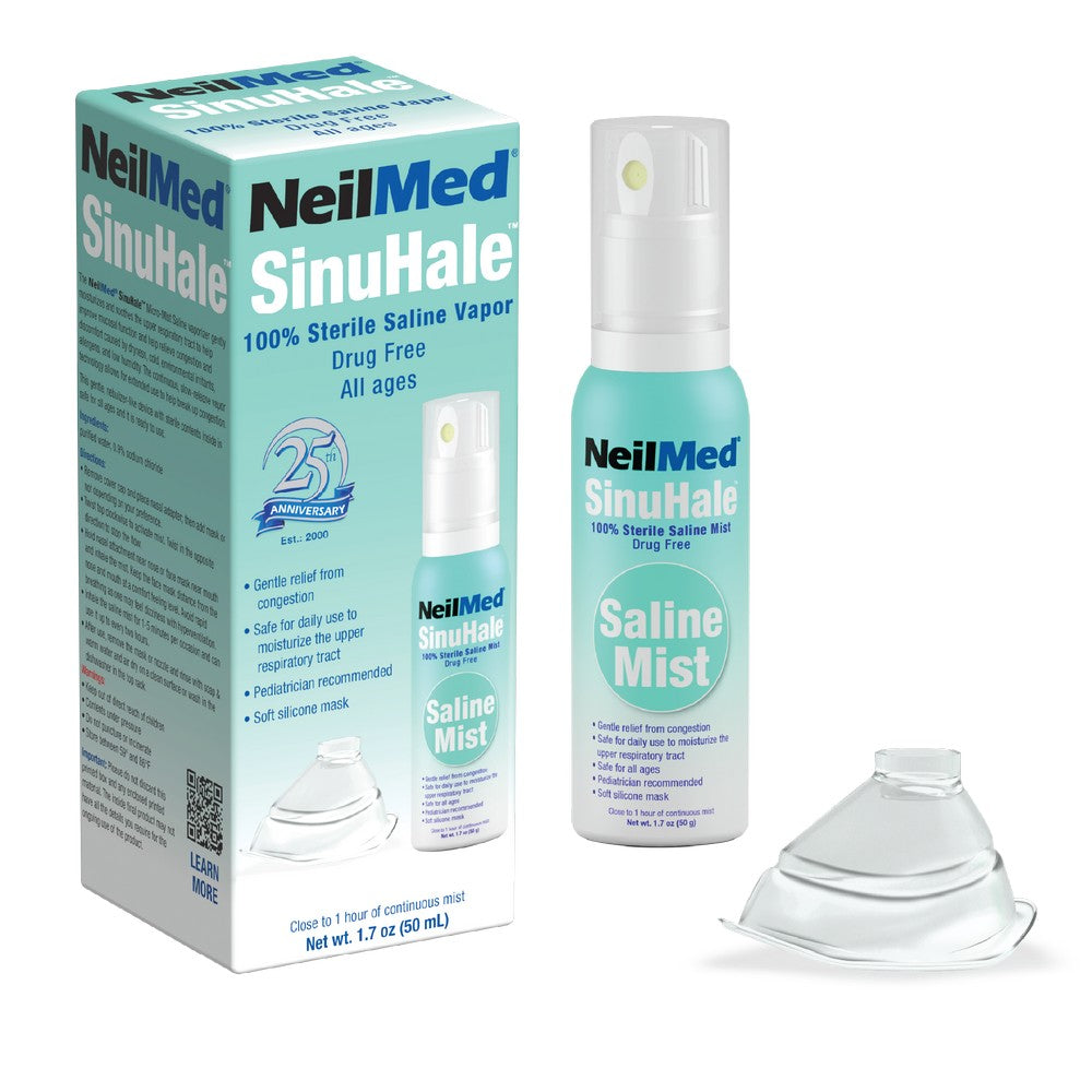 NeilMed SinuHale saline mist spray and packaging on a white background