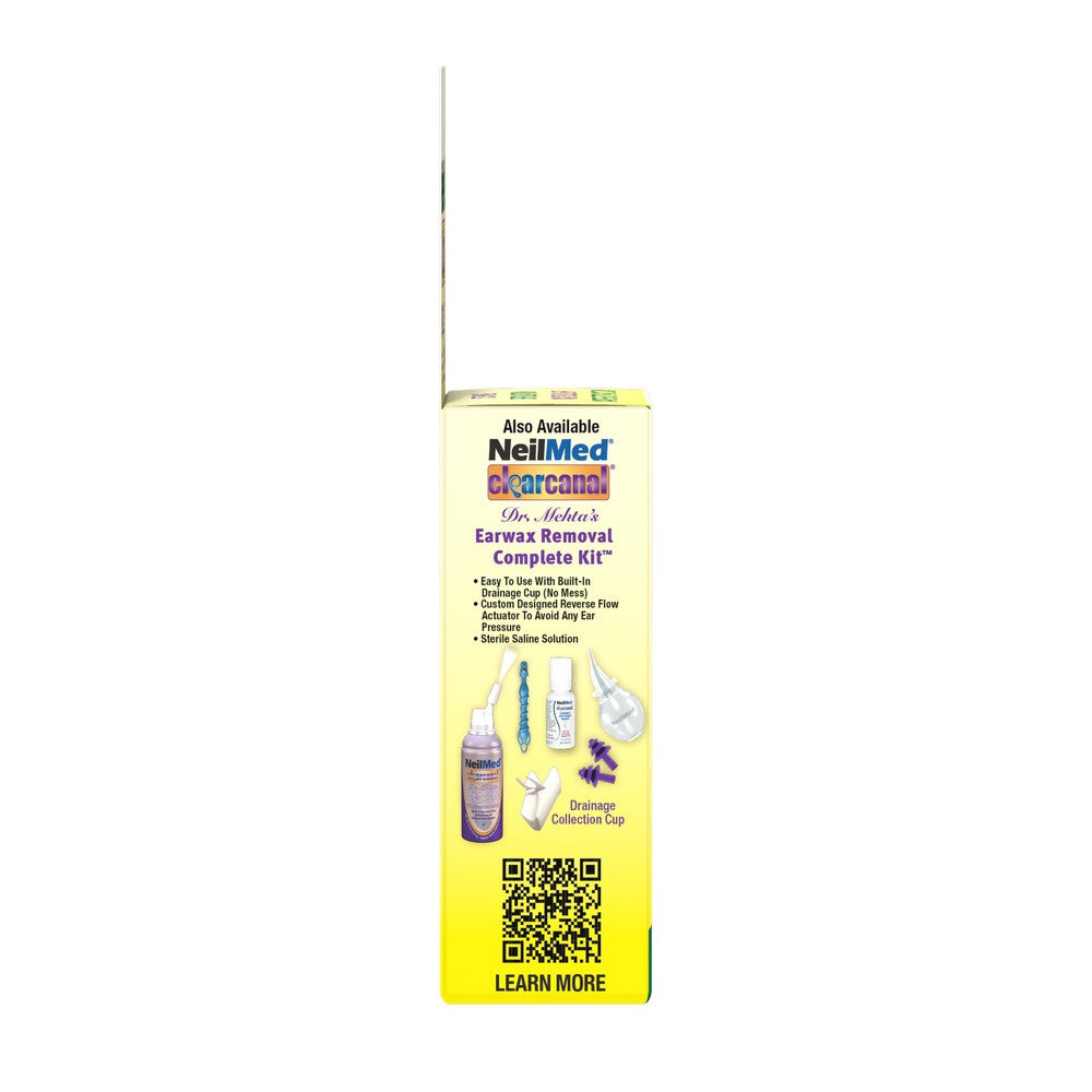 Yellow packaging of NeilMed earwax removal kit on a white background