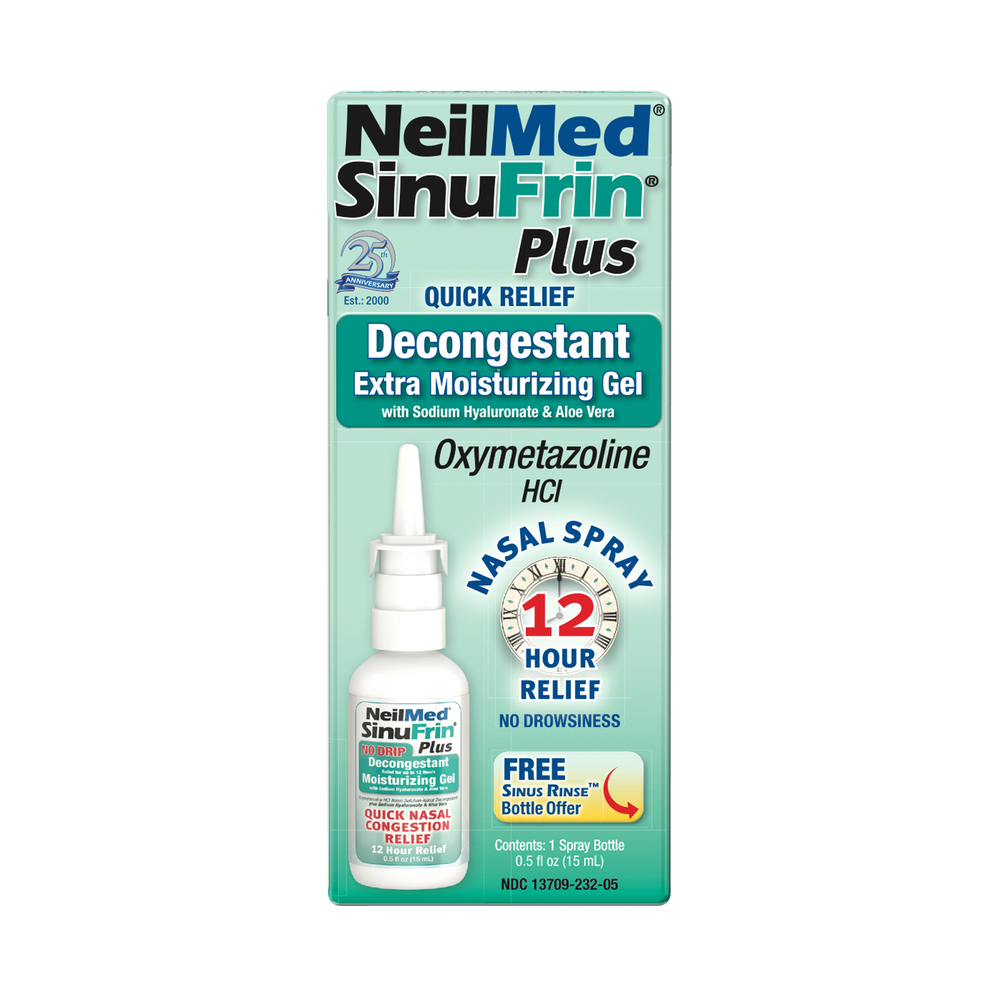 NeilMed Sinufrin Plus nasal spray packaging on a white background