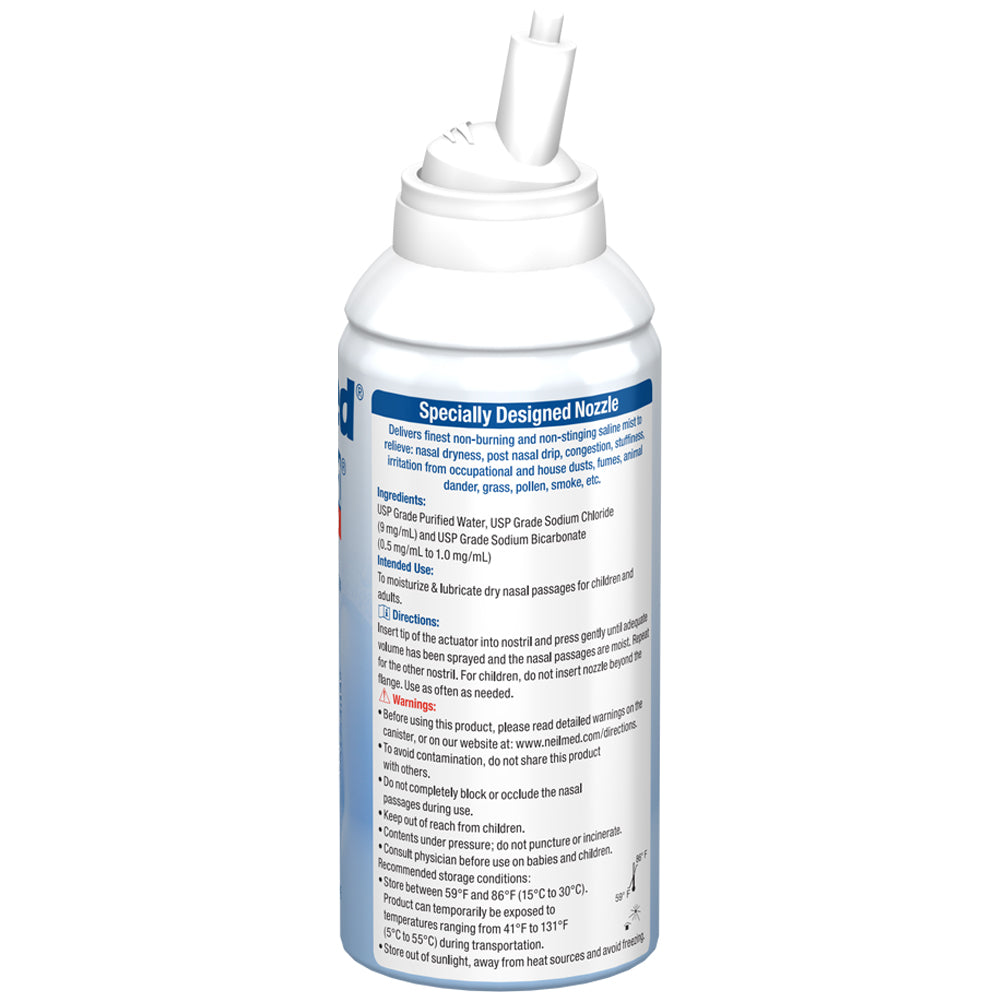 White nasal spray bottle with nozzle on a white background