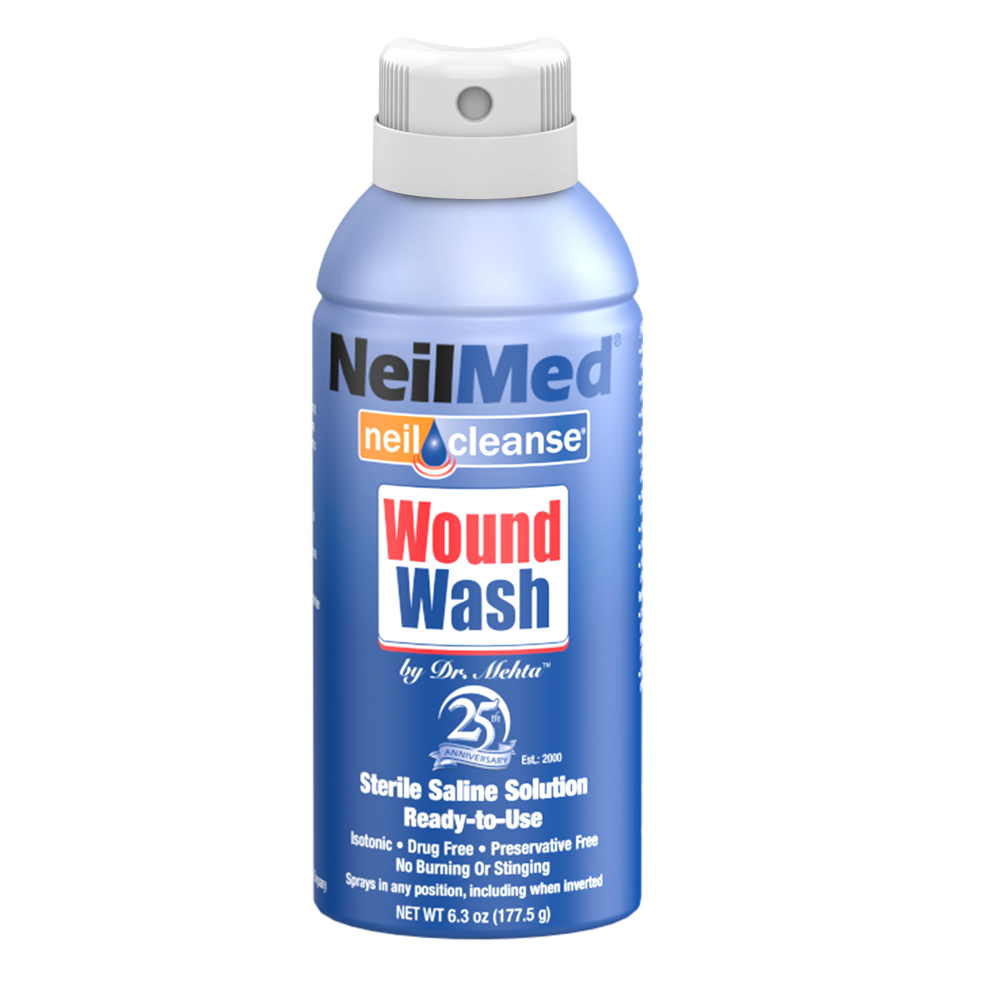 NeilMed Wound Wash spray bottle on a white background