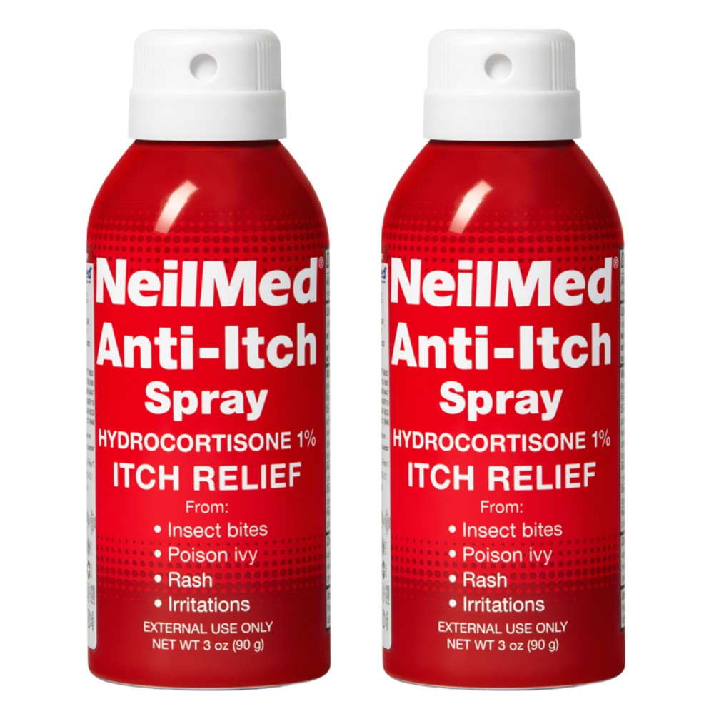 Two bottles of NeilMed Anti-Itch Spray on a white background
