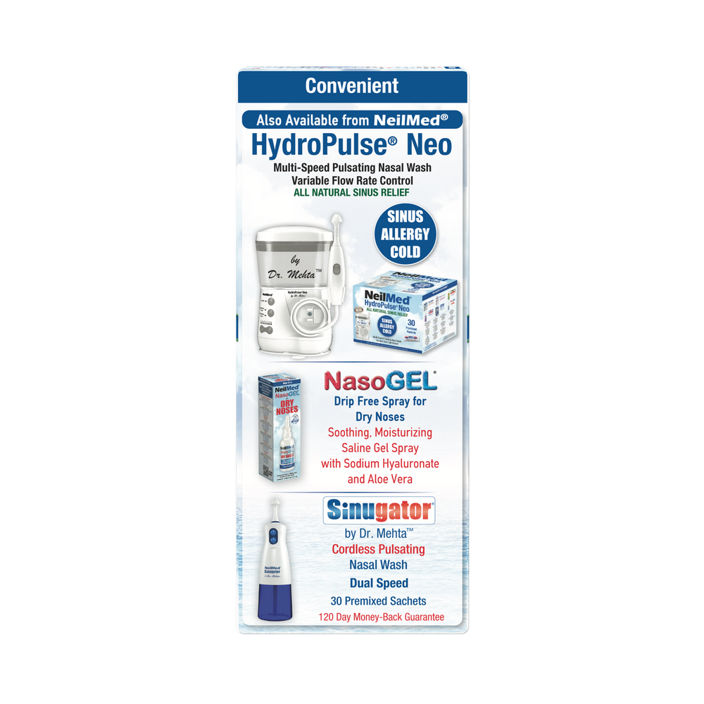 Package of NeilMed HydroPulse Neo and other related products on a white background