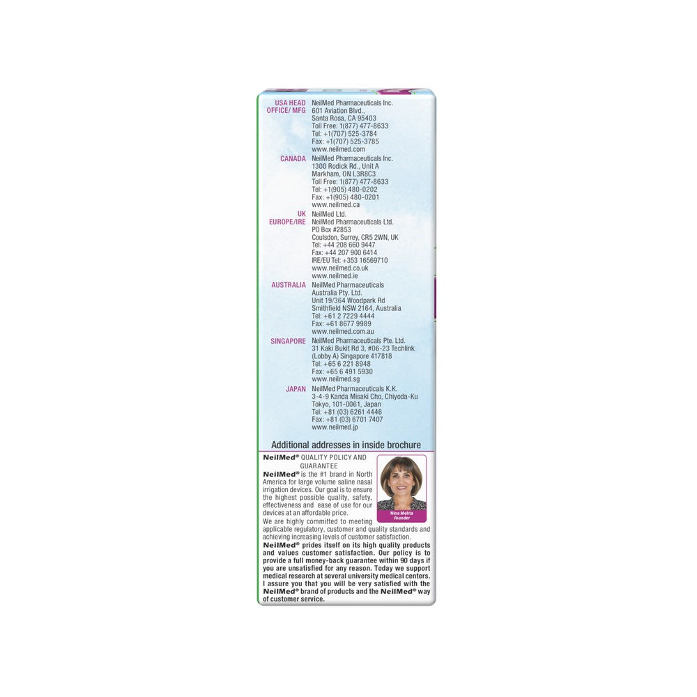 Back of a pharmaceutical product packaging with text and a small image of a person on a white background