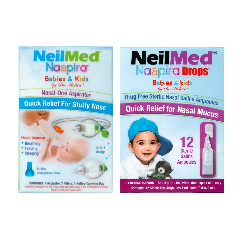 Two NeilMed Naspira products for babies and kids on a white background