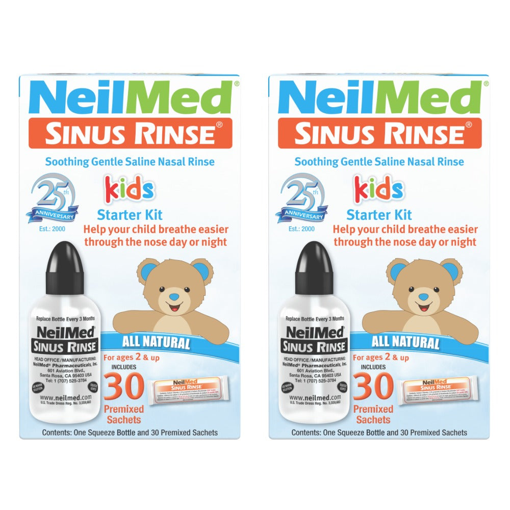 Two packages of NeilMed Sinus Rinse Kids Starter Kit on a white background