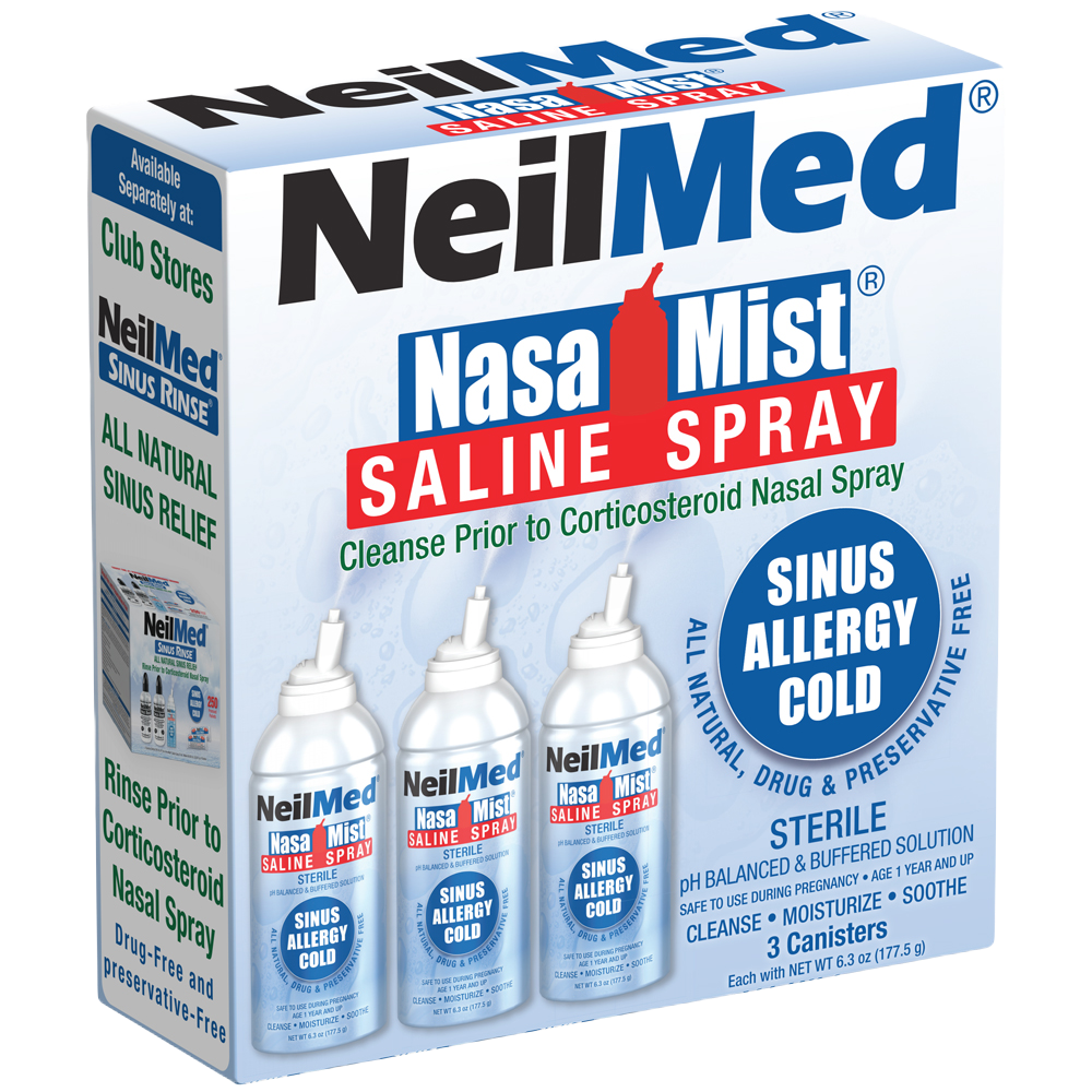 NeilMed NasaMist Saline Spray packaging on a white background