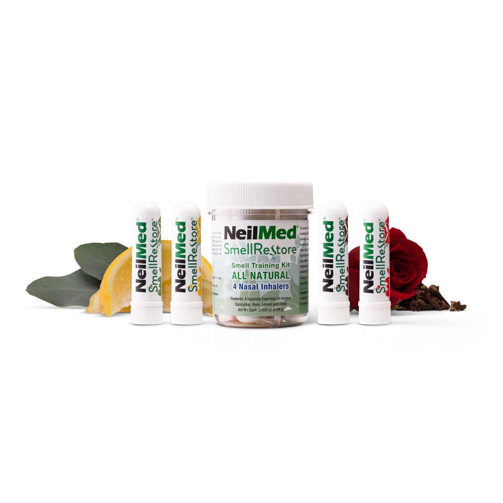 NeilMed Smell Restore Smell Training Kit jar packaging, featuring four nasal inhalers